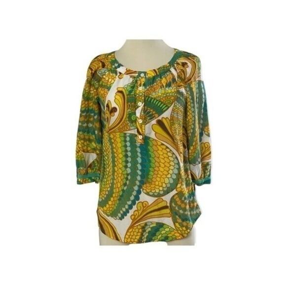 Trina Turk for Banana Republic Silk/Cotton Blend Blouse, Career, Mod 70's, 2 - Picture 3 of 10